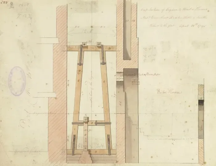 Framed Print : Cross section of engines and boiler houses Framed Print : Cross section of engines and boiler houses