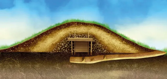 Framed Print : Cross-section, prehistoric burial mound, Kazakhstan Framed Print : Cross-section, prehistoric burial mound, Kazakhstan