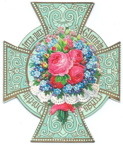 Cross-shaped Christmas card with flowers