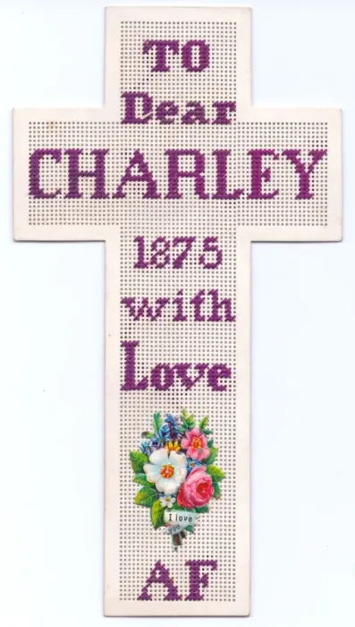 Framed Print : Cross-shaped embroidered bookmark Framed Print : Cross-shaped embroidered bookmark