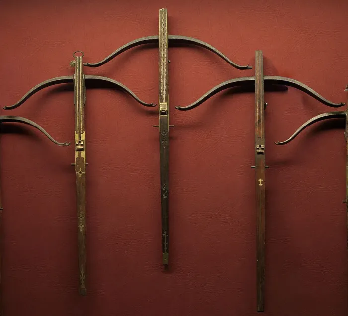 Framed Print : Crossbows. Grandmaster Palace. Armoury. Valletta. Malta. Date: 2019 Framed Print : Crossbows. Grandmaster Palace. Armoury. Valletta. Malta. Date: 2019