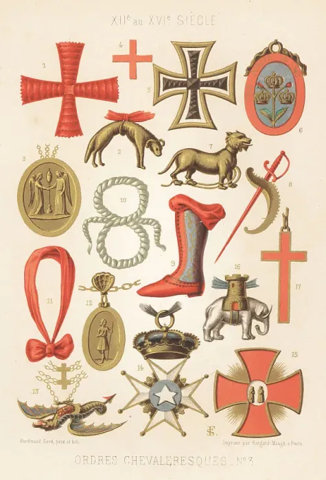 Framed Print : Crosses and badges of Orders of Chivalry, 12th to 16th century Framed Print : Crosses and badges of Orders of Chivalry, 12th to 16th century