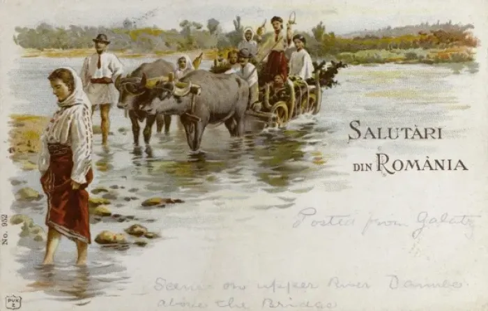 Framed Print : Crossing the Danube by Ox cart - Romania Framed Print : Crossing the Danube by Ox cart - Romania