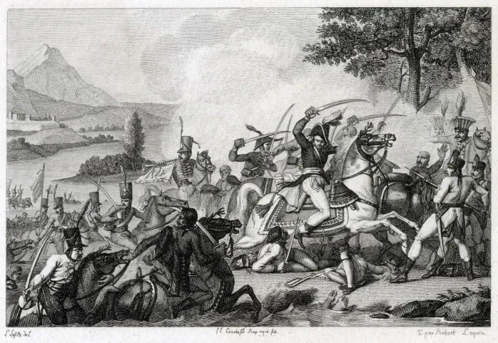 Framed Print : CROSSING THE RHINE Oudinot and his men swim the river with their horses Framed Print : CROSSING THE RHINE Oudinot and his men swim the river with their horses