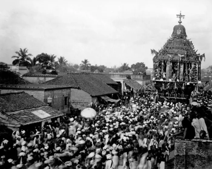 Framed Print : Crowd of people with Festival Car, India Framed Print : Crowd of people with Festival Car, India