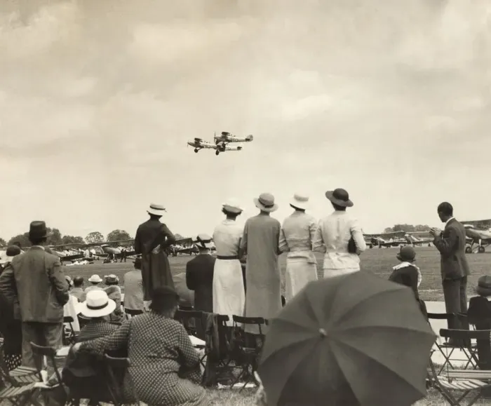 Framed Print : A Crowd Watching a Formation of Royal Airforce Hawker Ha? Framed Print : A Crowd Watching a Formation of Royal Airforce Hawker Ha?