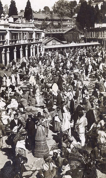 Crowded bazaar, Darjeeling, India