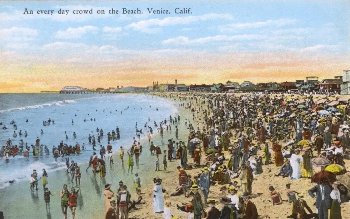 Framed Print : Crowded beach at Venice, California, USA Framed Print : Crowded beach at Venice, California, USA