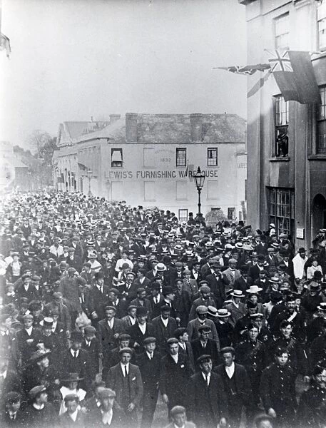 Crowds in Victoria Place, Haverfordwest, South Wales