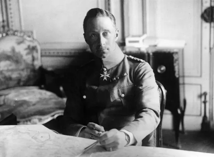 Framed Print : Crown Prince Wilhelm seated at his desk, WW1 Framed Print : Crown Prince Wilhelm seated at his desk, WW1
