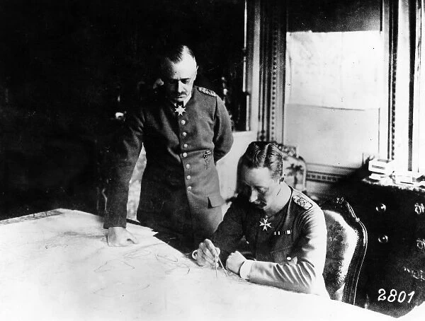 Crown Prince Wilhelm studying a map, WW1