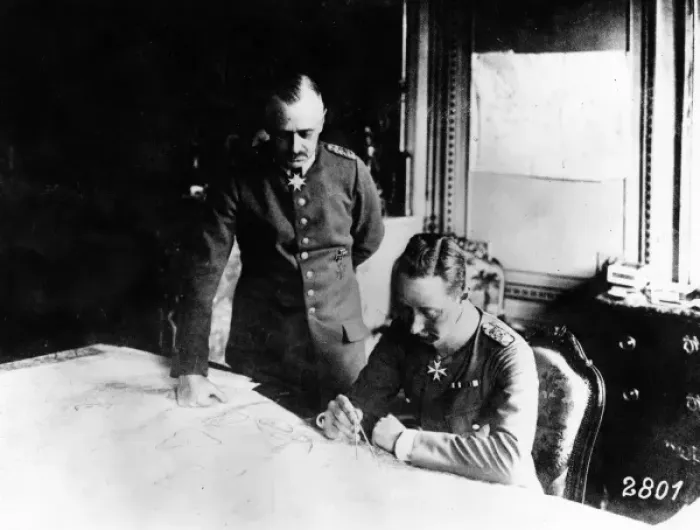 Framed Print : Crown Prince Wilhelm studying a map, WW1 Framed Print : Crown Prince Wilhelm studying a map, WW1