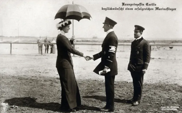 Framed Print : Crown Princess Cecilie greeting German Marine Flyers Framed Print : Crown Princess Cecilie greeting German Marine Flyers