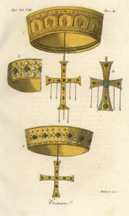 Framed Print : Crowns and jeweled crosses from Monza Cathedral Framed Print : Crowns and jeweled crosses from Monza Cathedral