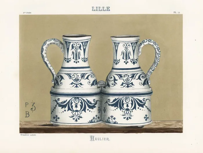 Framed Print : Cruet set of oil and vinegar jugs from Lille Framed Print : Cruet set of oil and vinegar jugs from Lille
