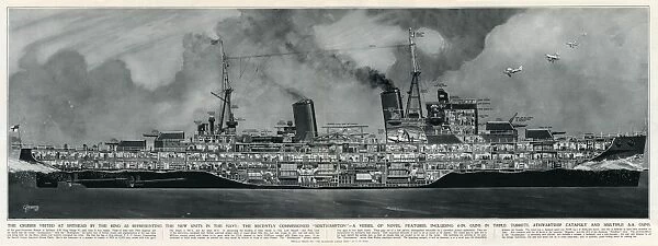 Cruiser Southampton at Spithead by G. H. Davis