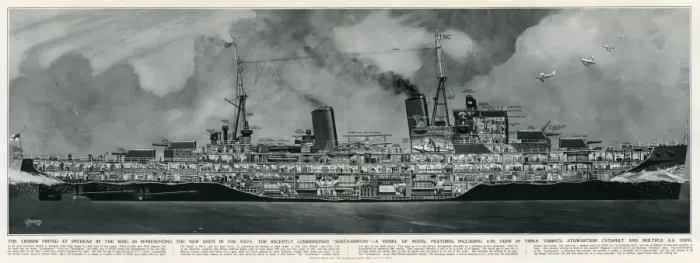 Framed Print : Cruiser Southampton at Spithead by G. H. Davis Framed Print : Cruiser Southampton at Spithead by G. H. Davis