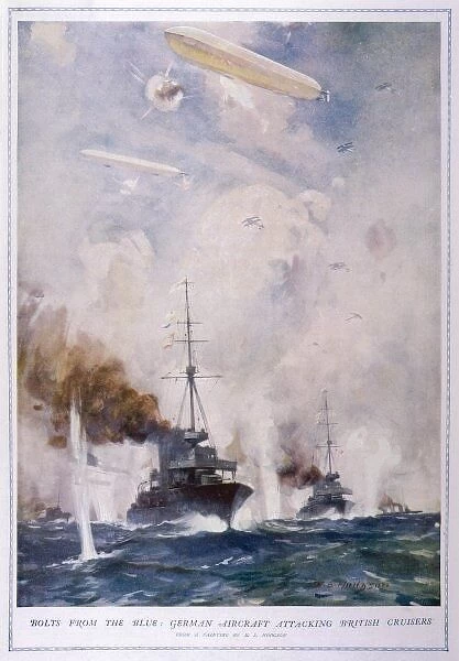 Cruisers Attacked. British cruisers are attacked by German aircraft
