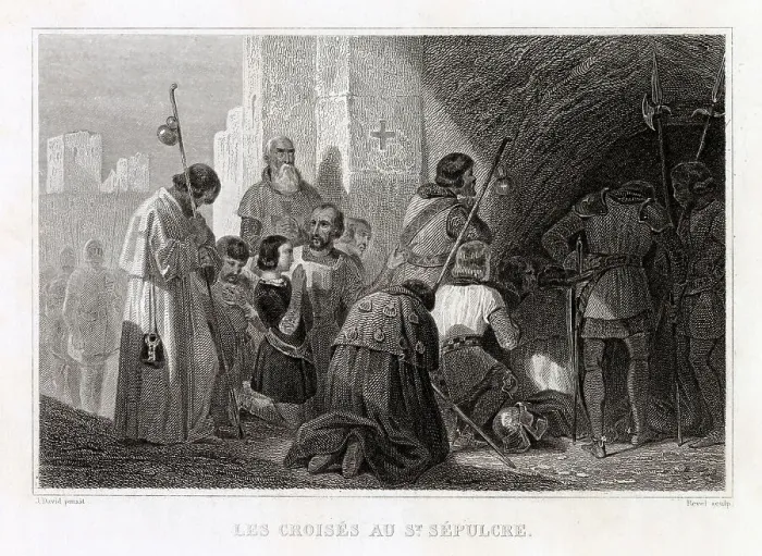 Framed Print : Crusaders at the Holy Sepulchre, Jerusalem. Date: 1099 Framed Print : Crusaders at the Holy Sepulchre, Jerusalem. Date: 1099