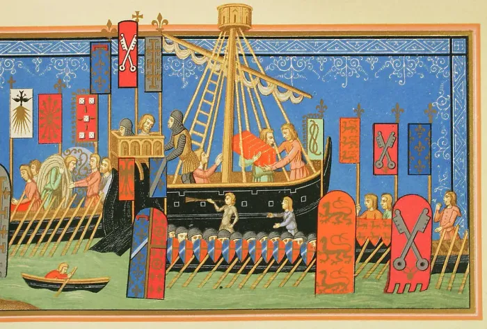 Framed Print : Crusades. Embarkation of knights of the Order Framed Print : Crusades. Embarkation of knights of the Order