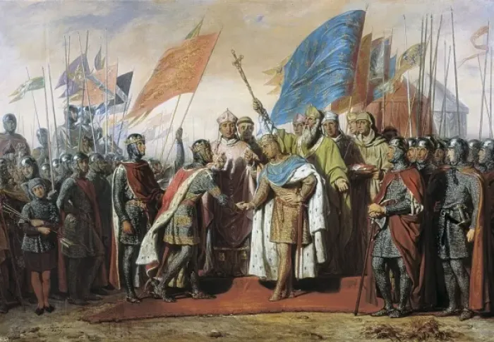 Framed Print : Crusades. Meeting between Philippe August Framed Print : Crusades. Meeting between Philippe August