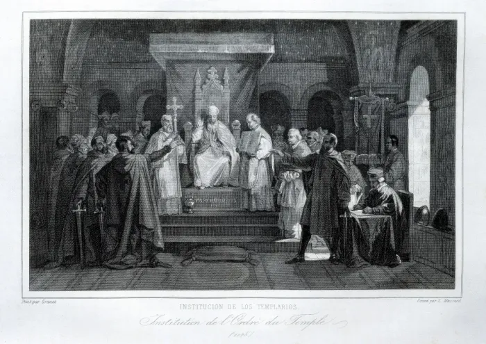 Framed Print : Crusades. Pope Honorius II confirms the Knights Framed Print : Crusades. Pope Honorius II confirms the Knights