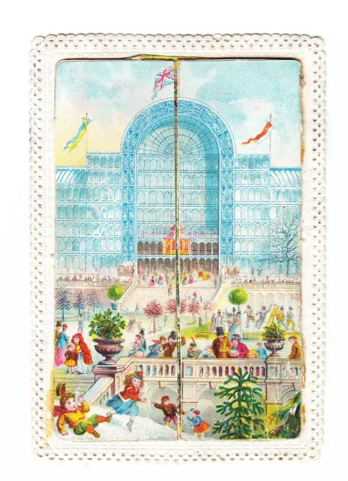 Framed Print : Crystal Palace with busy snow scene on a Christmas card Framed Print : Crystal Palace with busy snow scene on a Christmas card