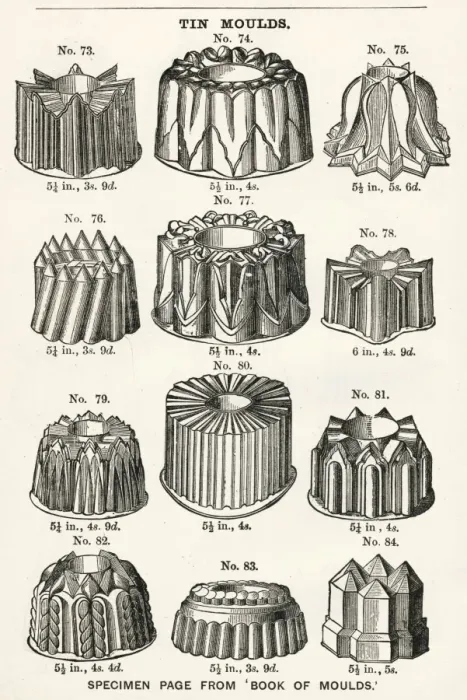 Framed Print : Culinary moulds in tin 1887 Framed Print : Culinary moulds in tin 1887