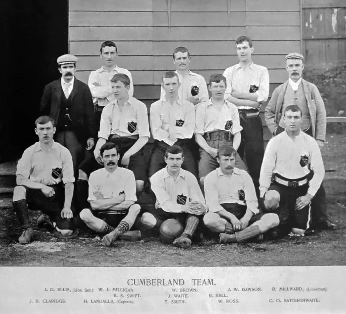 Framed Print : Cumberland Football Team, 1890s Framed Print : Cumberland Football Team, 1890s