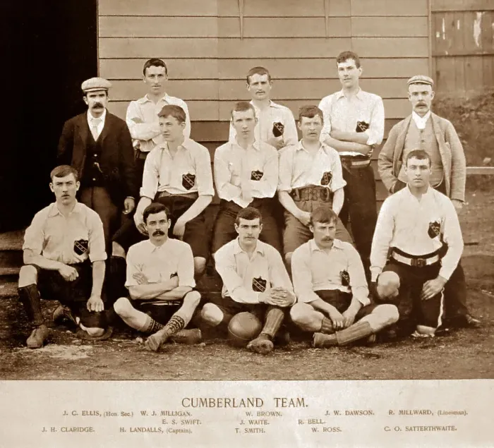 Framed Print : Cumberland Football Team, 1890s Framed Print : Cumberland Football Team, 1890s