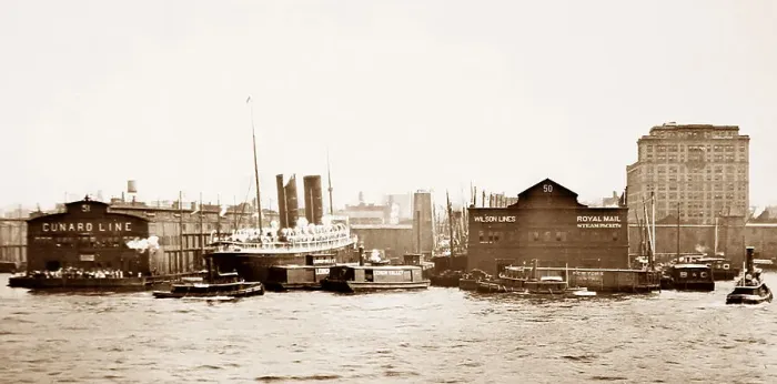 Framed Print : Cunard berth at docks, New York, USA Framed Print : Cunard berth at docks, New York, USA
