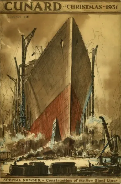 Framed Print : Cunard, construction of the new giant liner Framed Print : Cunard, construction of the new giant liner