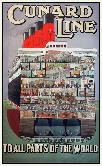 Framed Print : Cunard Line - To All Parts of the World - RMS Aquitania Framed Print : Cunard Line - To All Parts of the World - RMS Aquitania