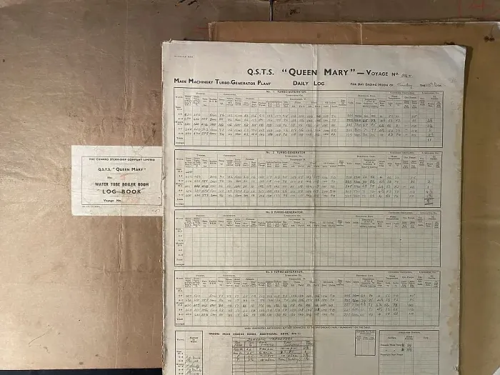 Framed Print : Cunard Line, RMS Queen Mary log books Framed Print : Cunard Line, RMS Queen Mary log books