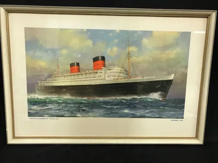 Framed Print : Cunard Liner, Queen Elizabeth Framed Print : Cunard Liner, Queen Elizabeth