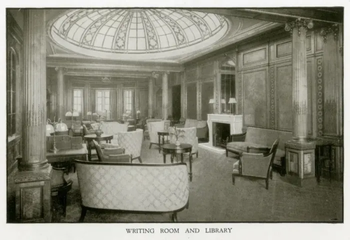 Framed Print : The Cunard Liner RMS Mauretania - Writing Room / Library Framed Print : The Cunard Liner RMS Mauretania - Writing Room / Library