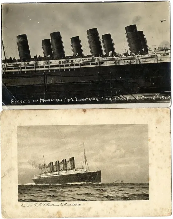 Framed Print : Cunard liners Mauretania and Lusitania - two items Framed Print : Cunard liners Mauretania and Lusitania - two items