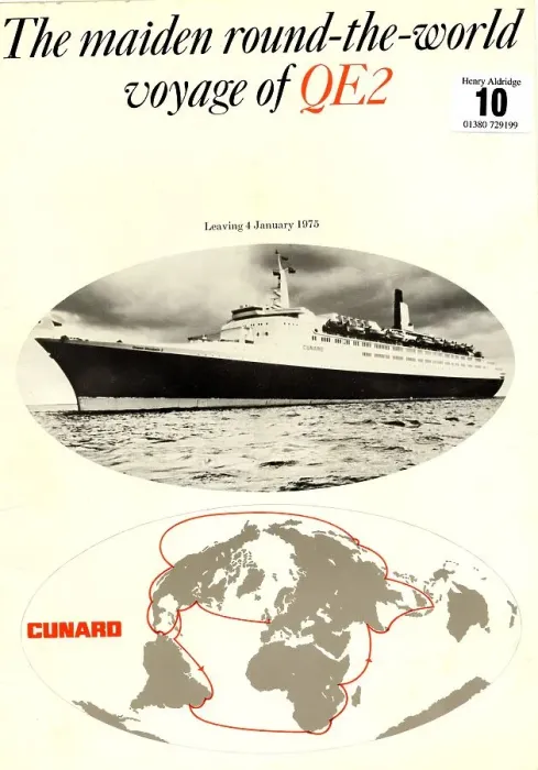 Framed Print : Cunard QE2 maiden round the world voyage brochure Framed Print : Cunard QE2 maiden round the world voyage brochure