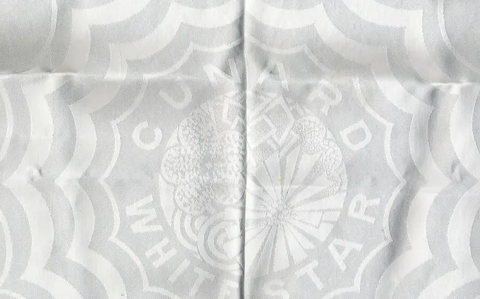 Framed Print : Cunard White Star - First Class damask tablecloth Framed Print : Cunard White Star - First Class damask tablecloth