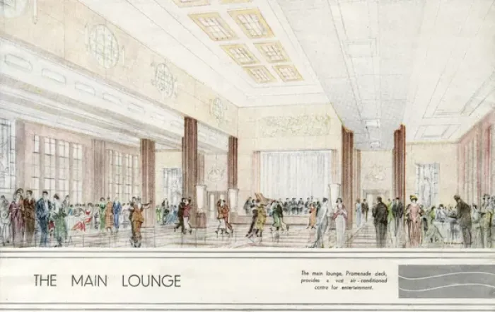 Framed Print : Cunard White Star Line RMS Queen Mary - The Main Lounge Framed Print : Cunard White Star Line RMS Queen Mary - The Main Lounge