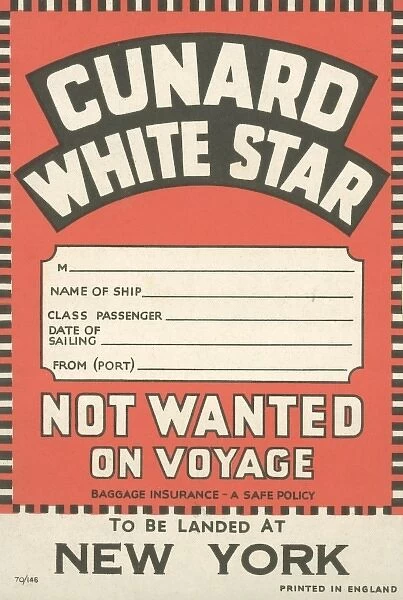 Cunard White Star luggage label