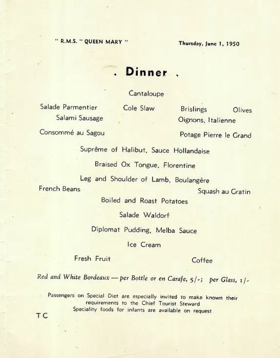 Framed Print : Cunard White Star, RMS Queen Mary, Dinner Menu Framed Print : Cunard White Star, RMS Queen Mary, Dinner Menu