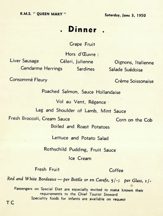 Framed Print : Cunard White Star, RMS Queen Mary, Dinner Menu Framed Print : Cunard White Star, RMS Queen Mary, Dinner Menu