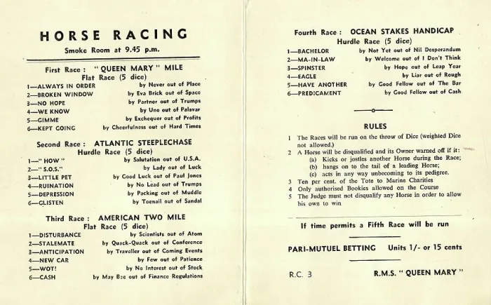 Framed Print : Cunard White Star, RMS Queen Mary, Horse Racing Framed Print : Cunard White Star, RMS Queen Mary, Horse Racing