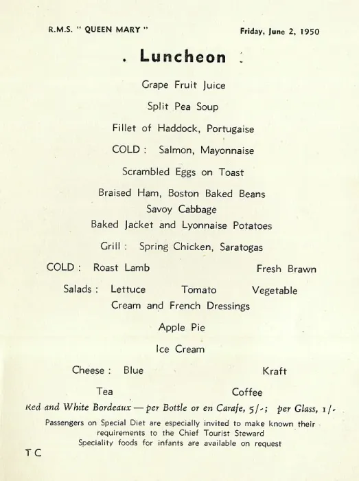 Framed Print : Cunard White Star, RMS Queen Mary, Luncheon Menu Framed Print : Cunard White Star, RMS Queen Mary, Luncheon Menu