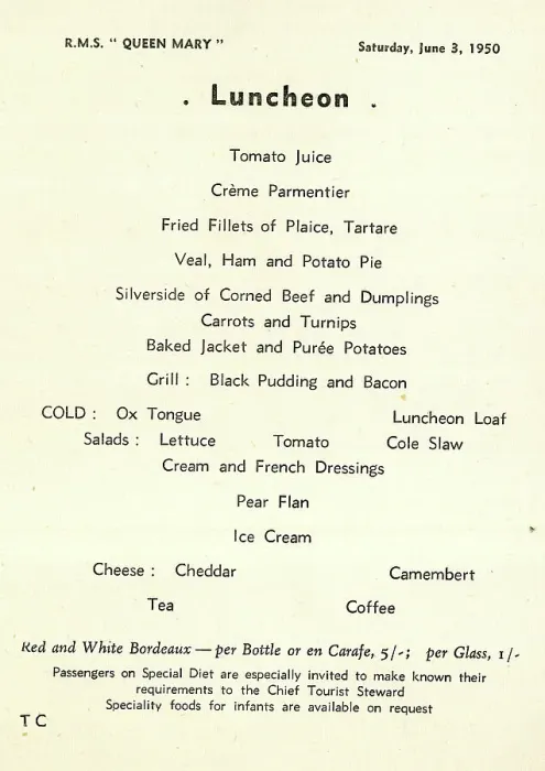 Framed Print : Cunard White Star, RMS Queen Mary, Luncheon Menu Framed Print : Cunard White Star, RMS Queen Mary, Luncheon Menu