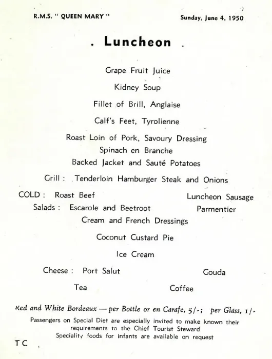Framed Print : Cunard White Star, RMS Queen Mary, Luncheon Menu Framed Print : Cunard White Star, RMS Queen Mary, Luncheon Menu