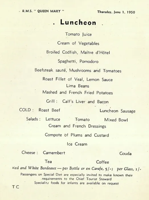 Framed Print : Cunard White Star, RMS Queen Mary, Luncheon Menu Framed Print : Cunard White Star, RMS Queen Mary, Luncheon Menu