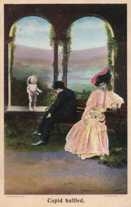 Framed Print : Cupid Baffled - cannot believe love is not blossoming here