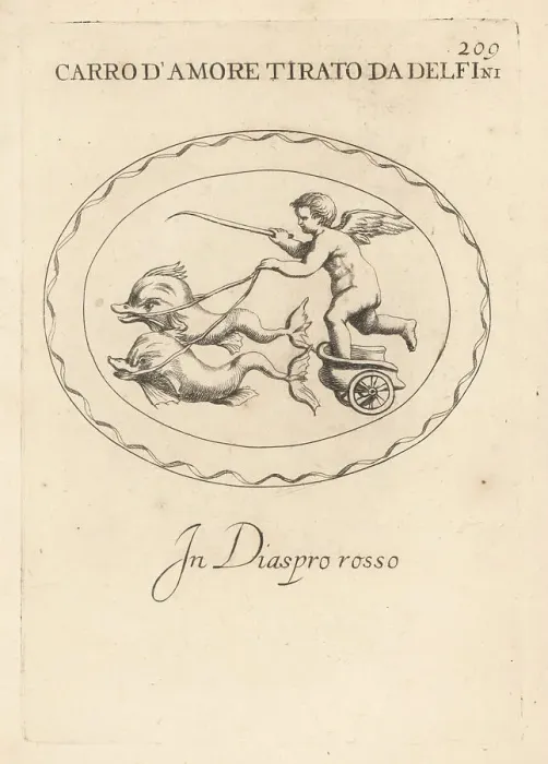 Framed Print : Cupid driving a chariot drawn by dolphins Framed Print : Cupid driving a chariot drawn by dolphins